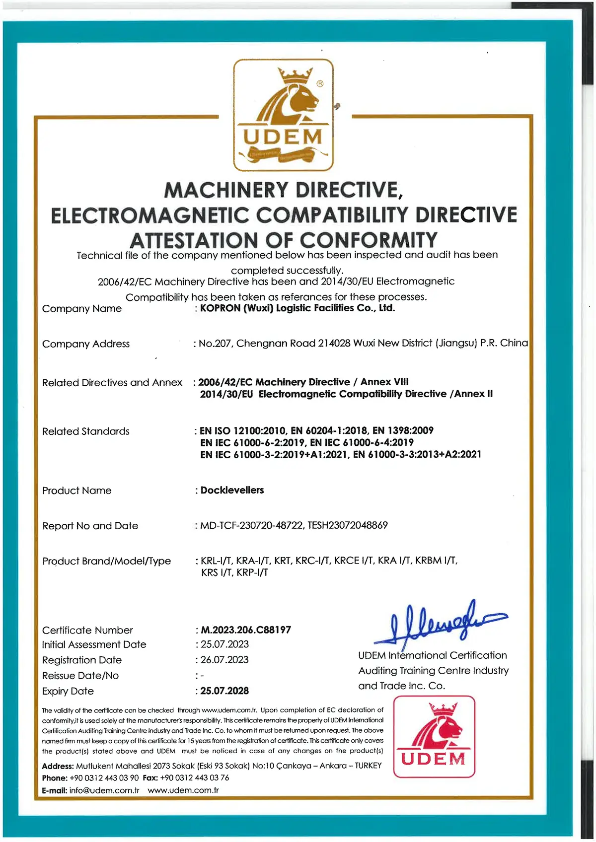 EC certificate